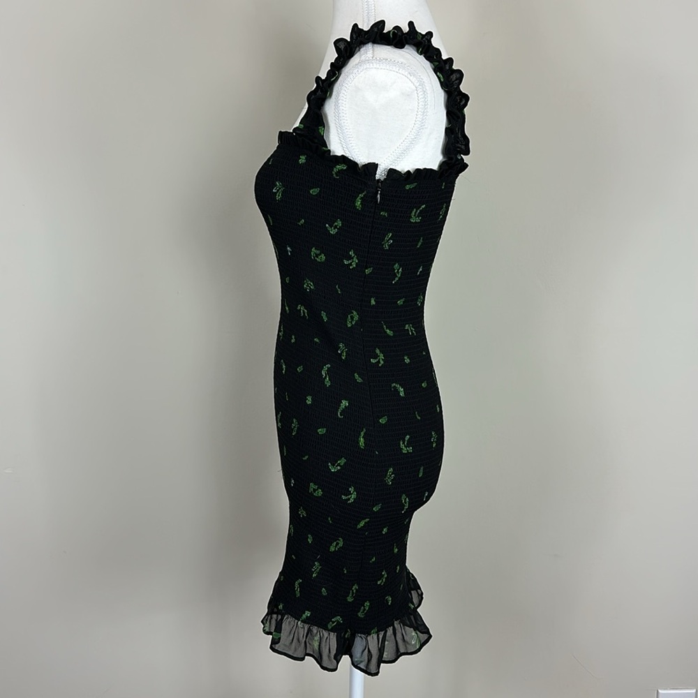 Wilfred Aritzia Luella Smocked Mini Dress Black Size Small - Picture 4 of 9